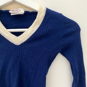 Vintage Authentic Prada Ribbed Long Sleeve V-Neck Top